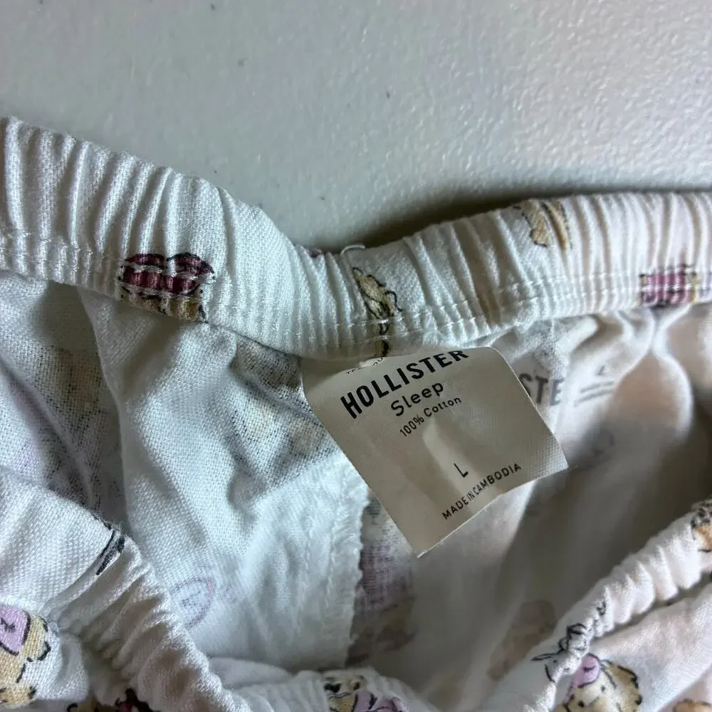 Hollister Sleep Teddy Bear Pajama Shorts Women's Large 100% Cotton Lounge